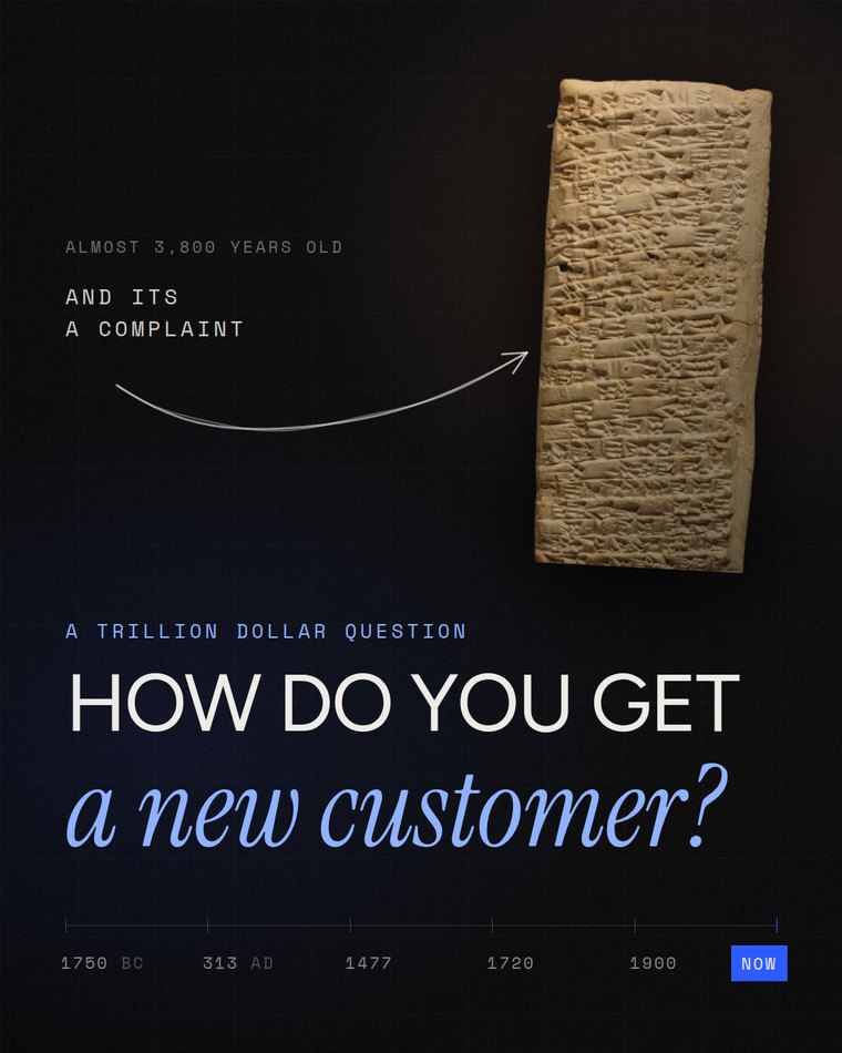 how do you get a new customer, a 3,800 year old complaint tablet